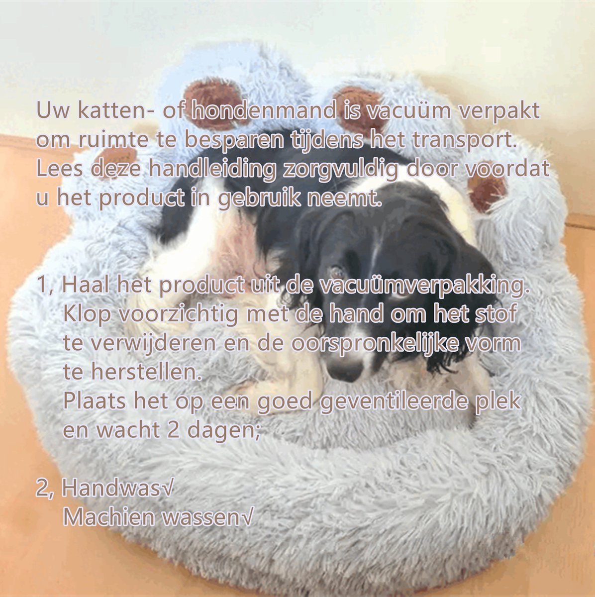 Tailfriends hondenmand-hondenkussen voor honden- luxe Hondenbed berenklauw -Zachte Haren-grijs-70cm