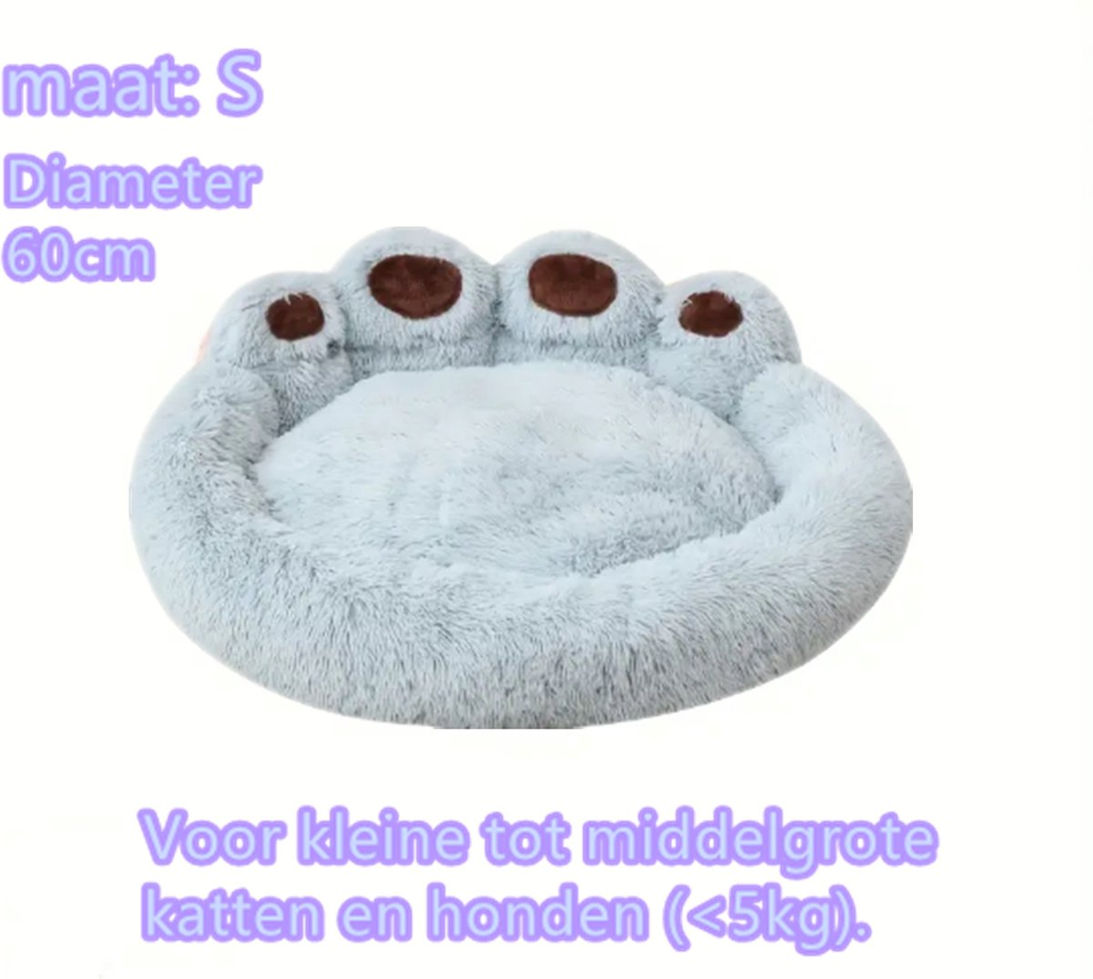Tailfriends® Hundekorb - Hundekissen für Hunde - Luxus Hundebett Bärenklaue - Soft Hair - grau - 60cm