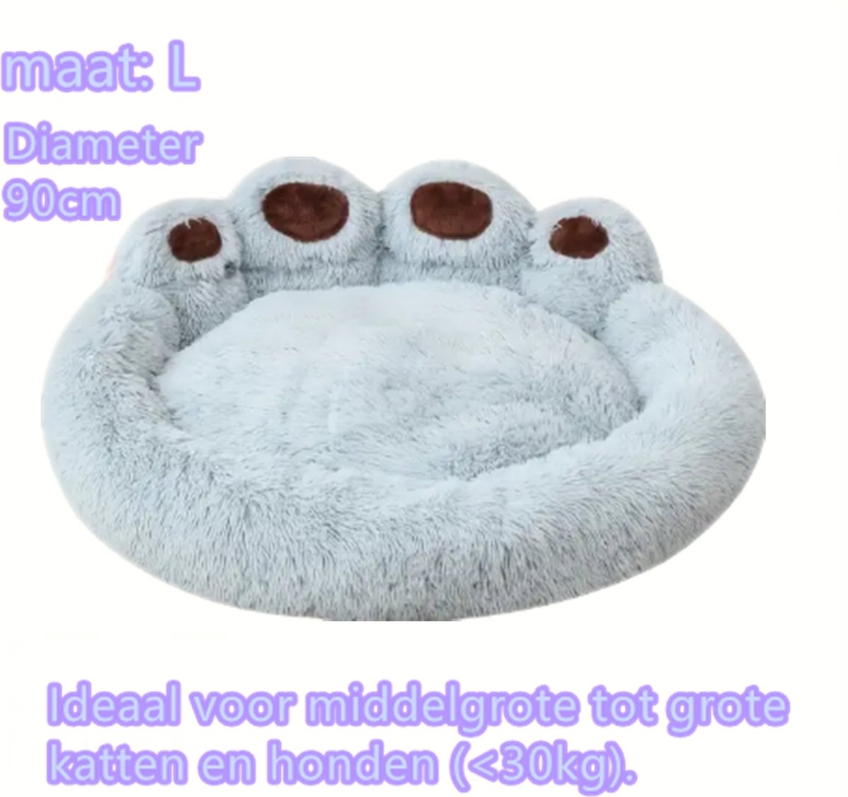 Tailfriends® hondenmand-hondenkussen voor honden-luxe Hondenbed berenklauw -Zachte Haren-grijs-90cm