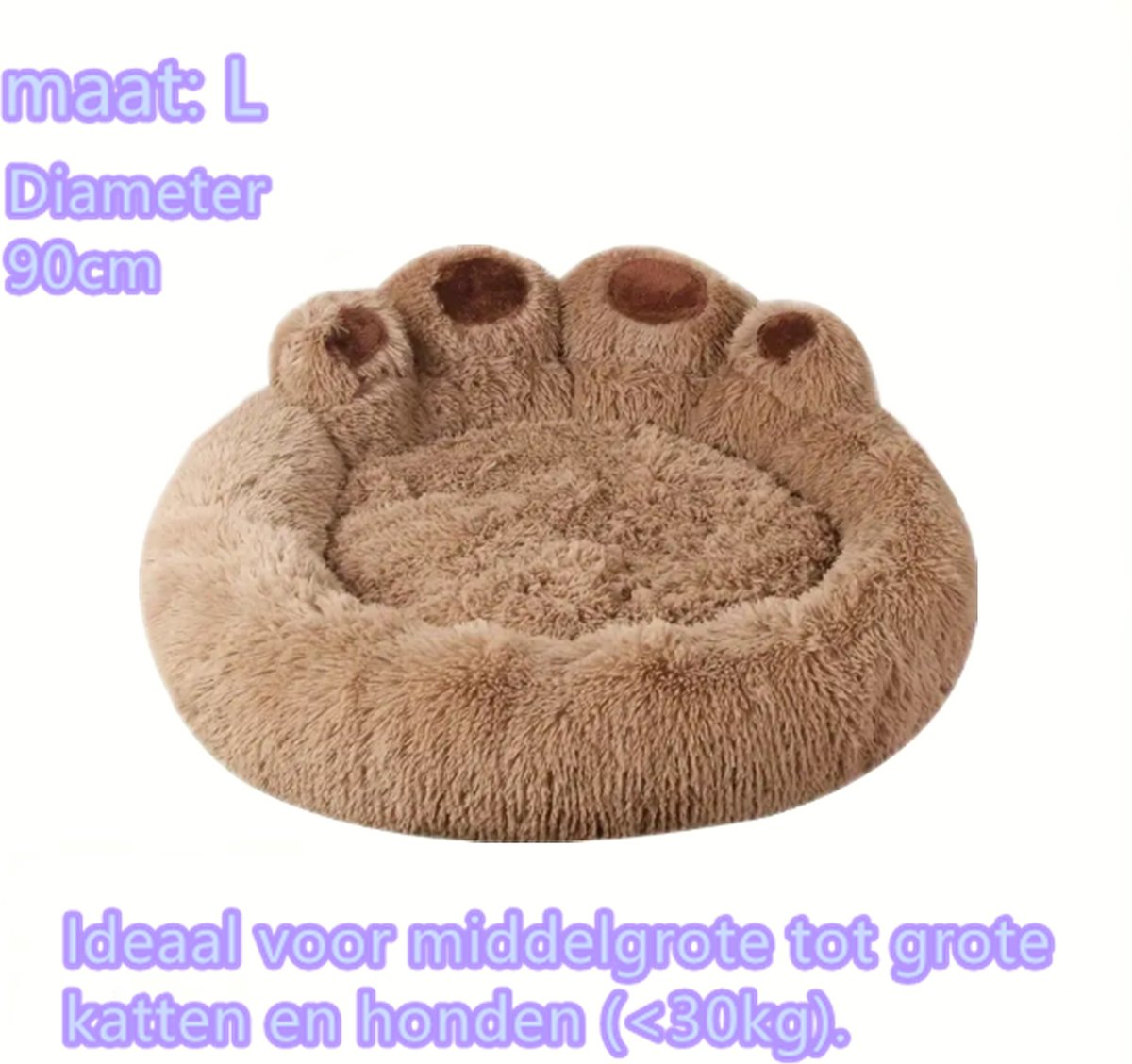Tailfriends® hondenmand-hondenkussen voor honden-luxe Hondenbed berenklauw -Zachte Haren-bruin-90cm