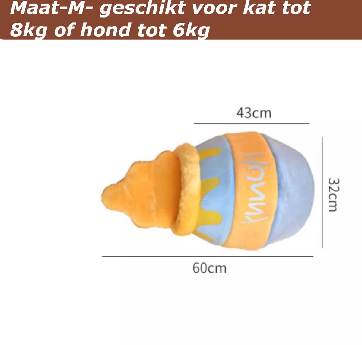 Tailfriends® hondenmand-kattenmand-honingpot hondmanden-blauw/geel-60*32cm-M