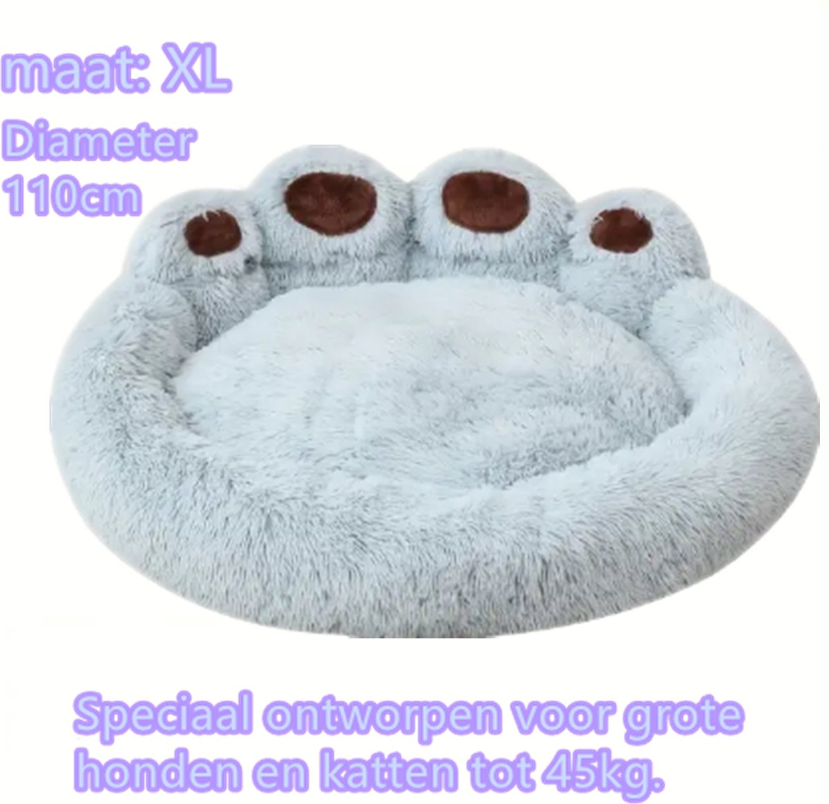 Tailfriends® hondenmand-hondenkussen voor honden-luxe Hondenbed berenklauw -Zachte Haren-grijs-110cm