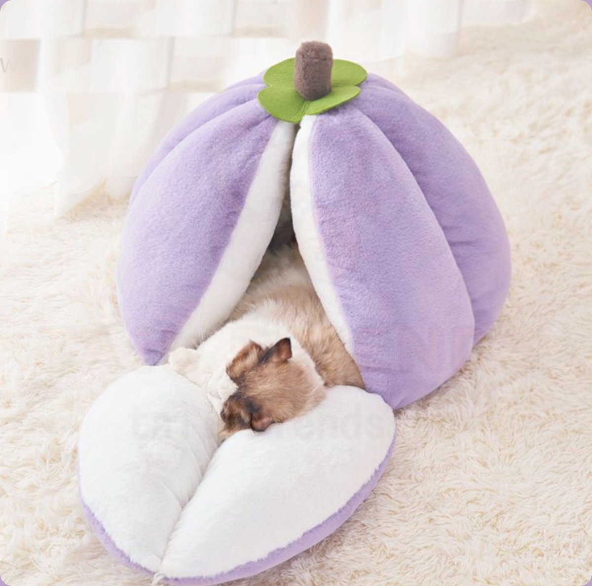 Tailfriends kattenmand-mangosteen kattenhuisje-hondmanden--lila/wit-40*38cm-L