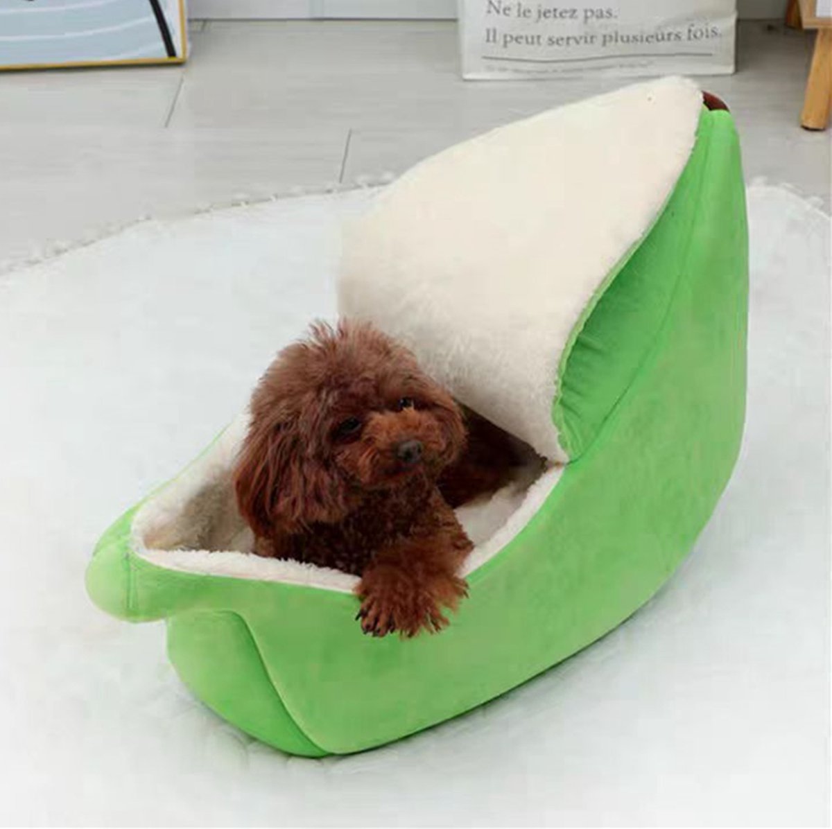 Tailfriends® banaan kattenmand- kattenmat- honden mand-dog bed-groen met wit inhoud-maat L-75*25*26cm