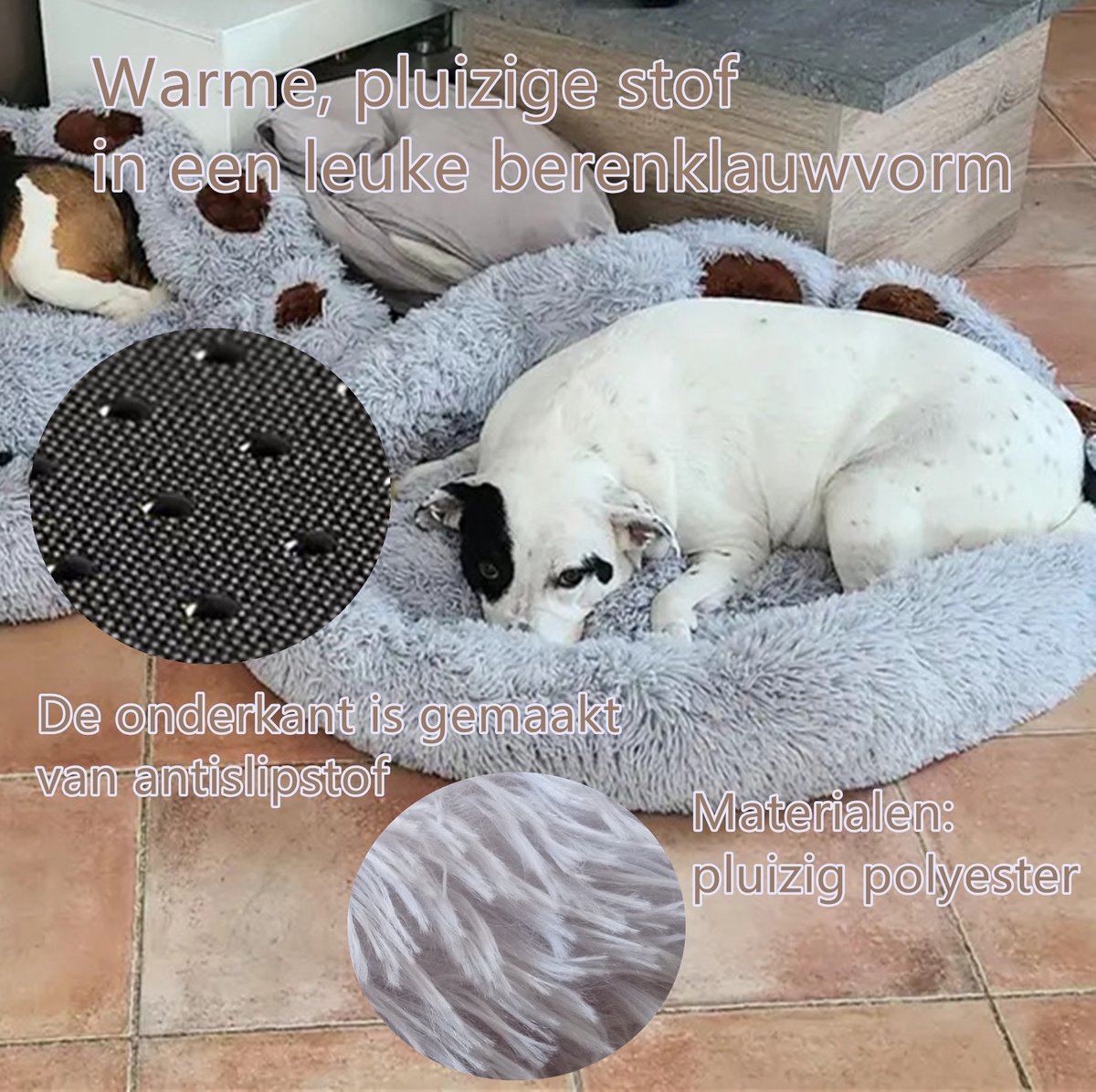 Tailfriends® hondenmand-hondenkussen voor honden-luxe Hondenbed berenklauw -Zachte Haren-grijs-90cm