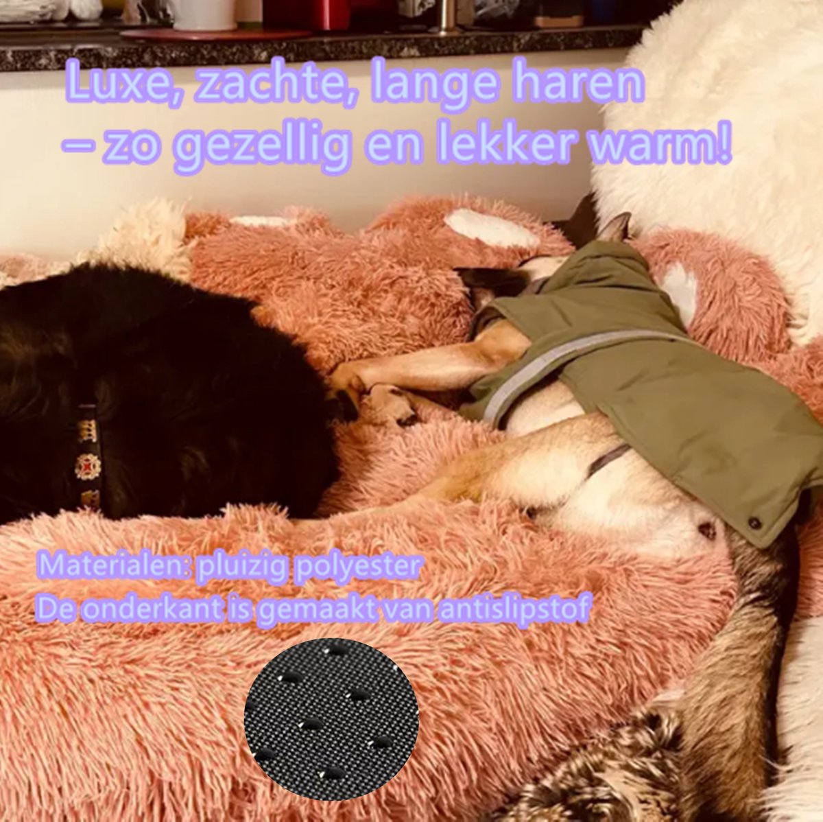 Tailfriends hondenmand-hondenkussen voor honden-luxe Hondenbed berenklauw -Zachte Haren-roos-60cm