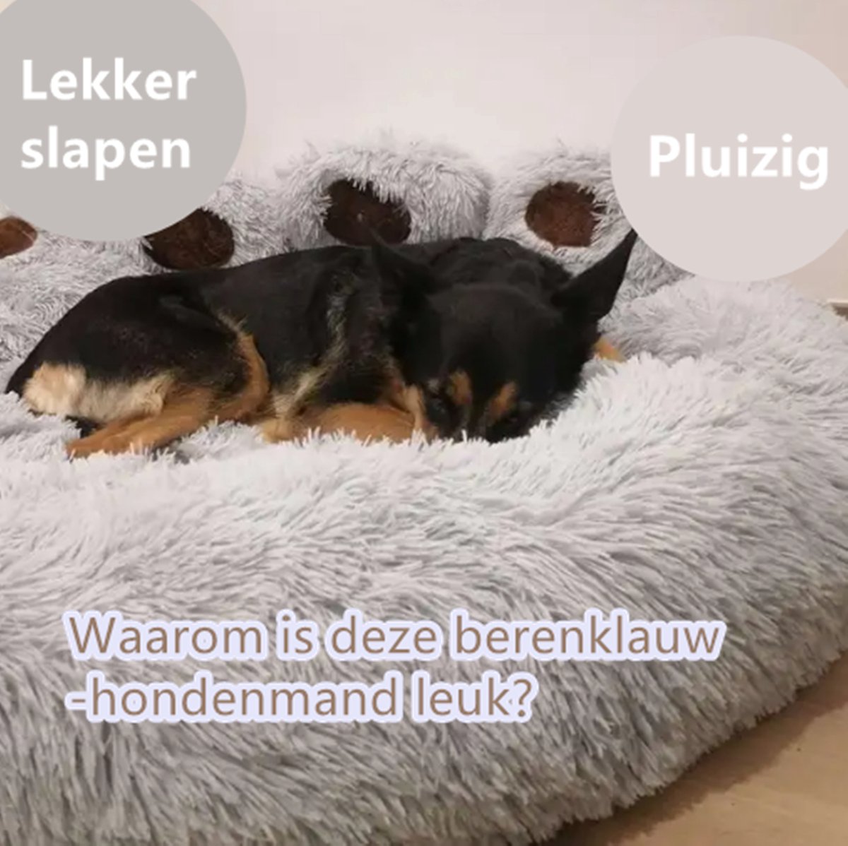 Tailfriends® hondenmand-hondenkussen voor honden-luxe Hondenbed berenklauw -Zachte Haren-grijs-110cm