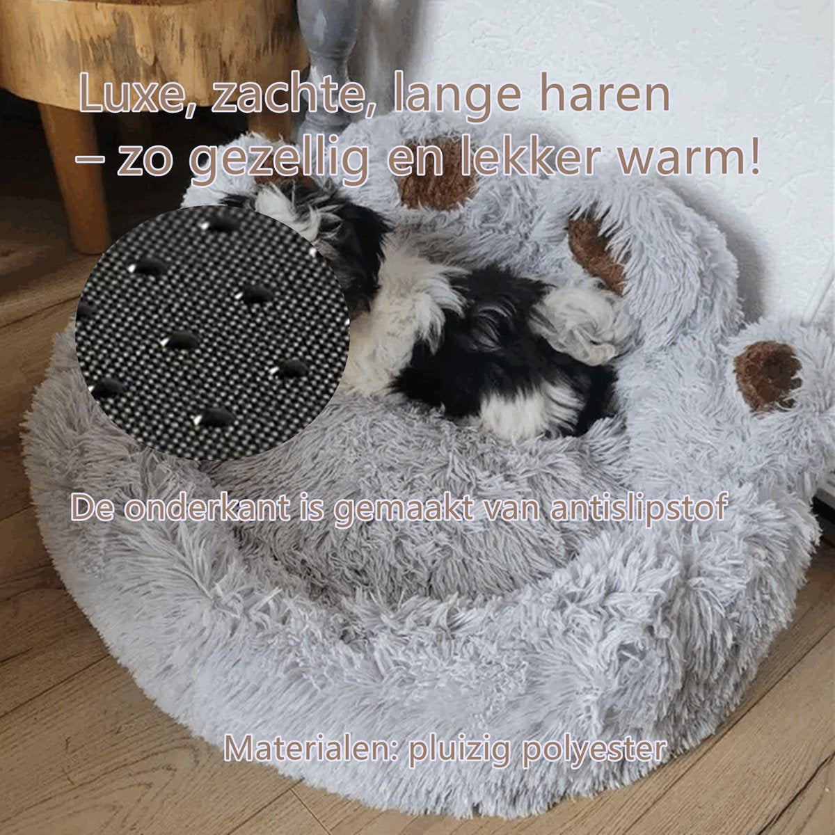 Tailfriends hondenmand-hondenkussen voor honden- luxe Hondenbed berenklauw -Zachte Haren-grijs-70cm