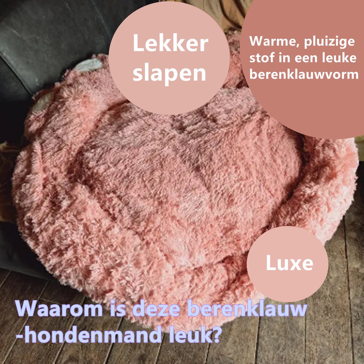 Tailfriends® hondenmand-hondenkussen voor honden-luxe Hondenbed berenklauw -Zachte Haren-roos-110cm