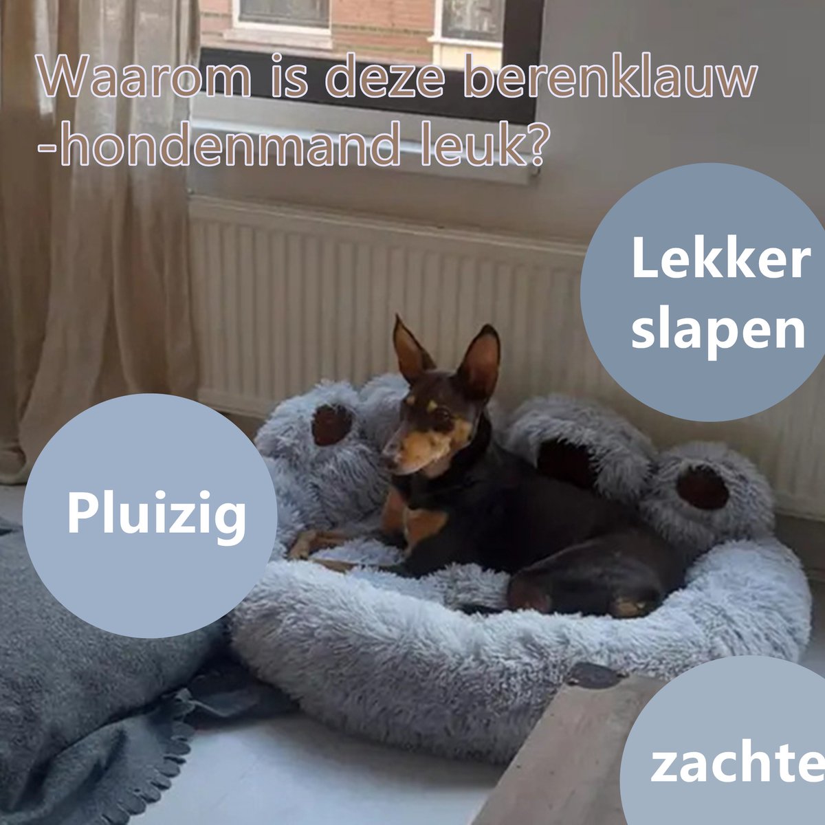 Tailfriends® hondenmand-hondenkussen voor honden-luxe Hondenbed berenklauw -Zachte Haren-grijs-90cm