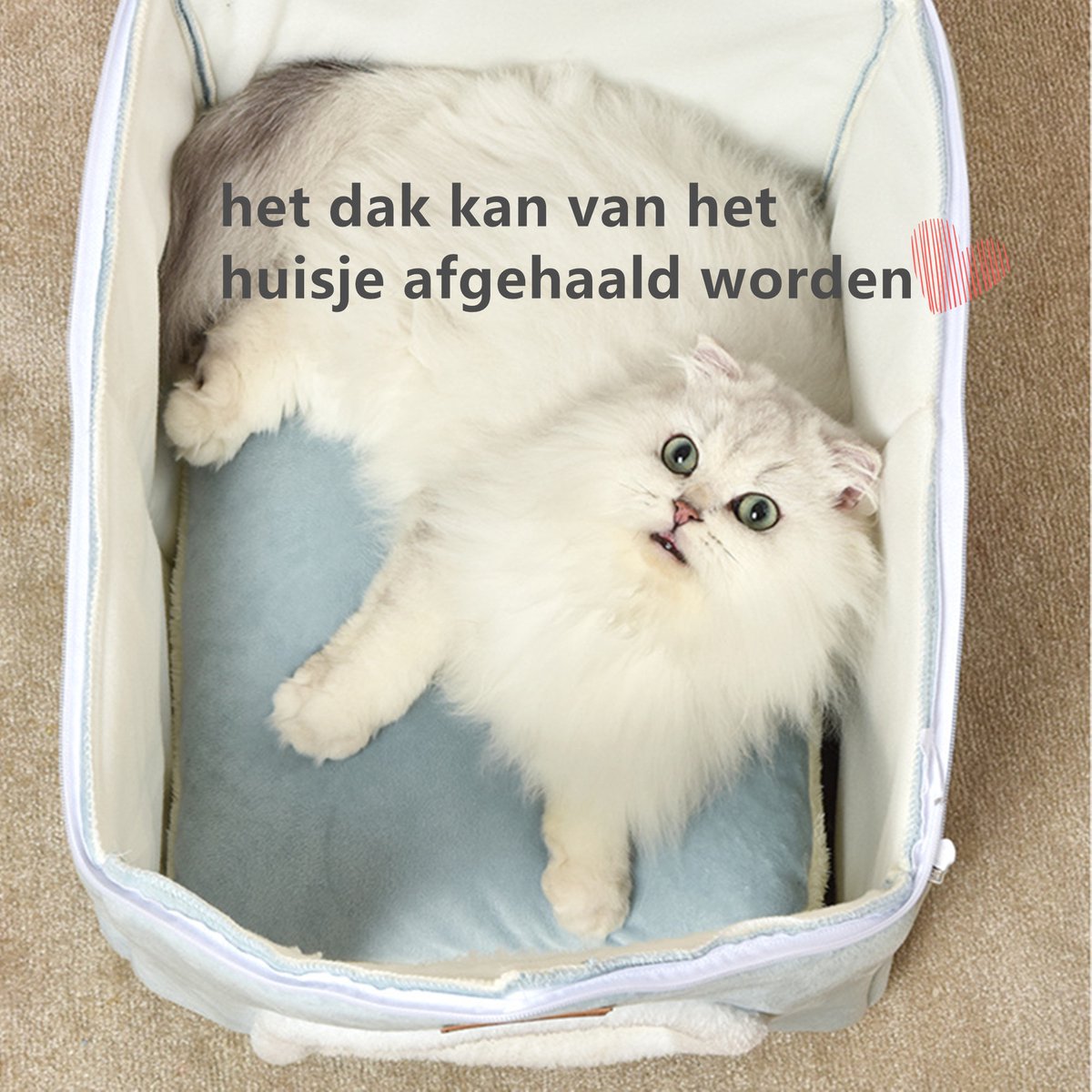 Tailfriends® katten-/hondhuisje-kattenmaand-hondenmand-grijs-maat L- 46*37*40 cm