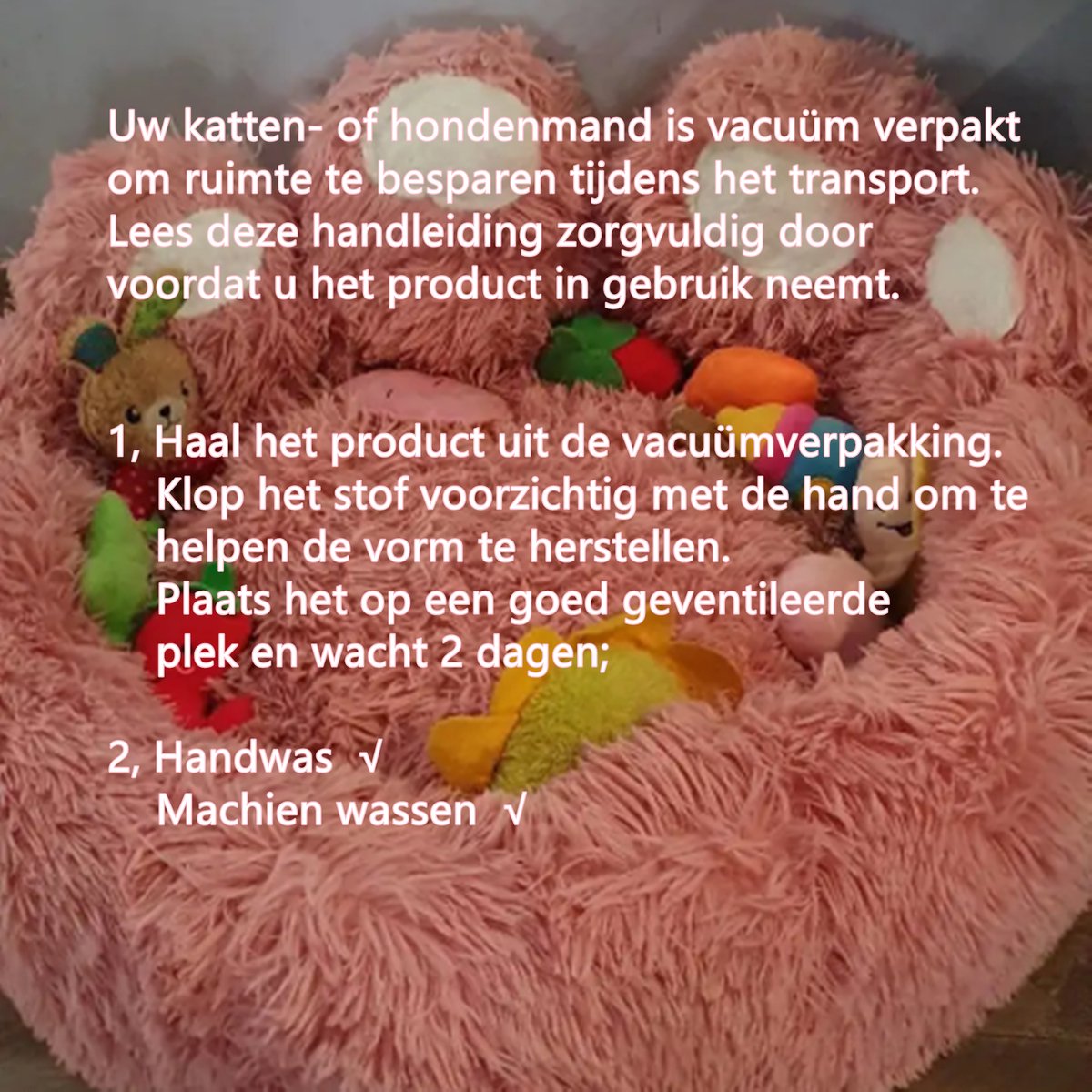 Tailfriends hondenmand-hondenkussen voor honden-luxe Hondenbed berenklauw -Zachte Haren-roos-60cm