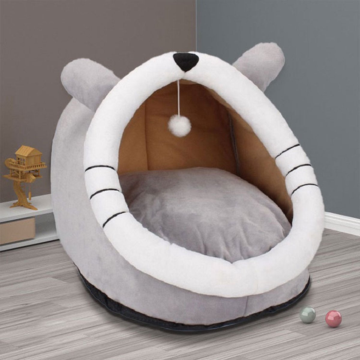 Tailfriends kattenmand met balletje-kattenhuisje-hondenbed-dogbed-kattenmat-maat XL-48*45*38cm