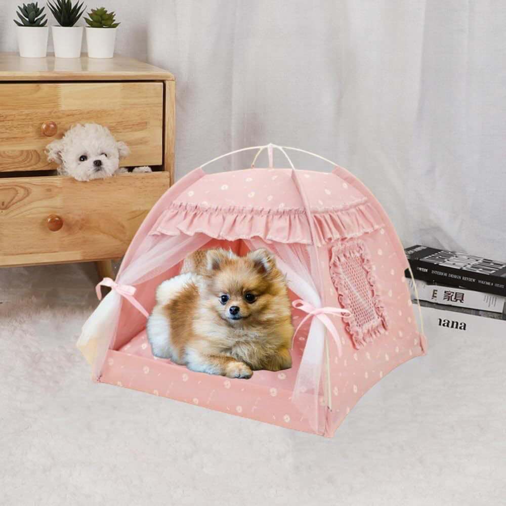 Tailfriends Honden/Katten Tent-kattenhondenmand - Maat M - 50x50cm - Grijs/Roze