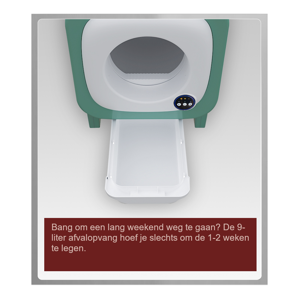 Tailfriends® Automatische Kattenbak - Zelfreinigende Kattenbak --ook geschikt voor grote katten kattenbak voor Maine Coons- Inclusief App-72L-groen/wit-WIFI-video