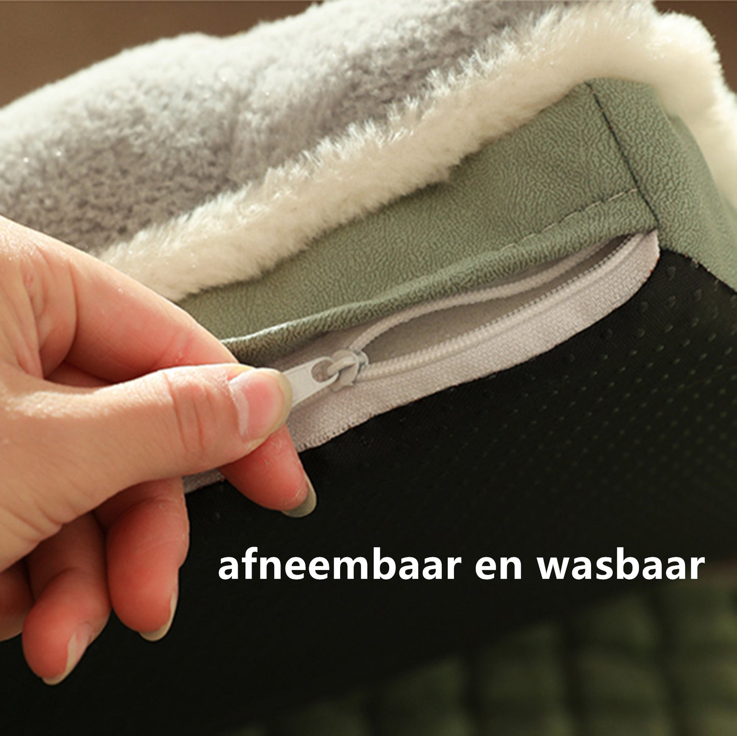 Tailfriends Orthopedisch hondenbed met kussen-Luxe Honden Mand & Bed-Benchkussen- Hondenkussen-wit/groen– L 60cm X 40cm