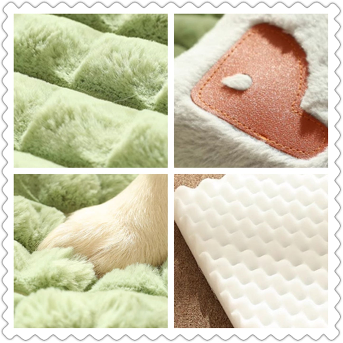 Tailfriends Orthopedisch hondenbed met kussen-Luxe Honden Mand & Bed-Benchkussen- Hondenkussen-wit/groen– L 60cm X 40cm