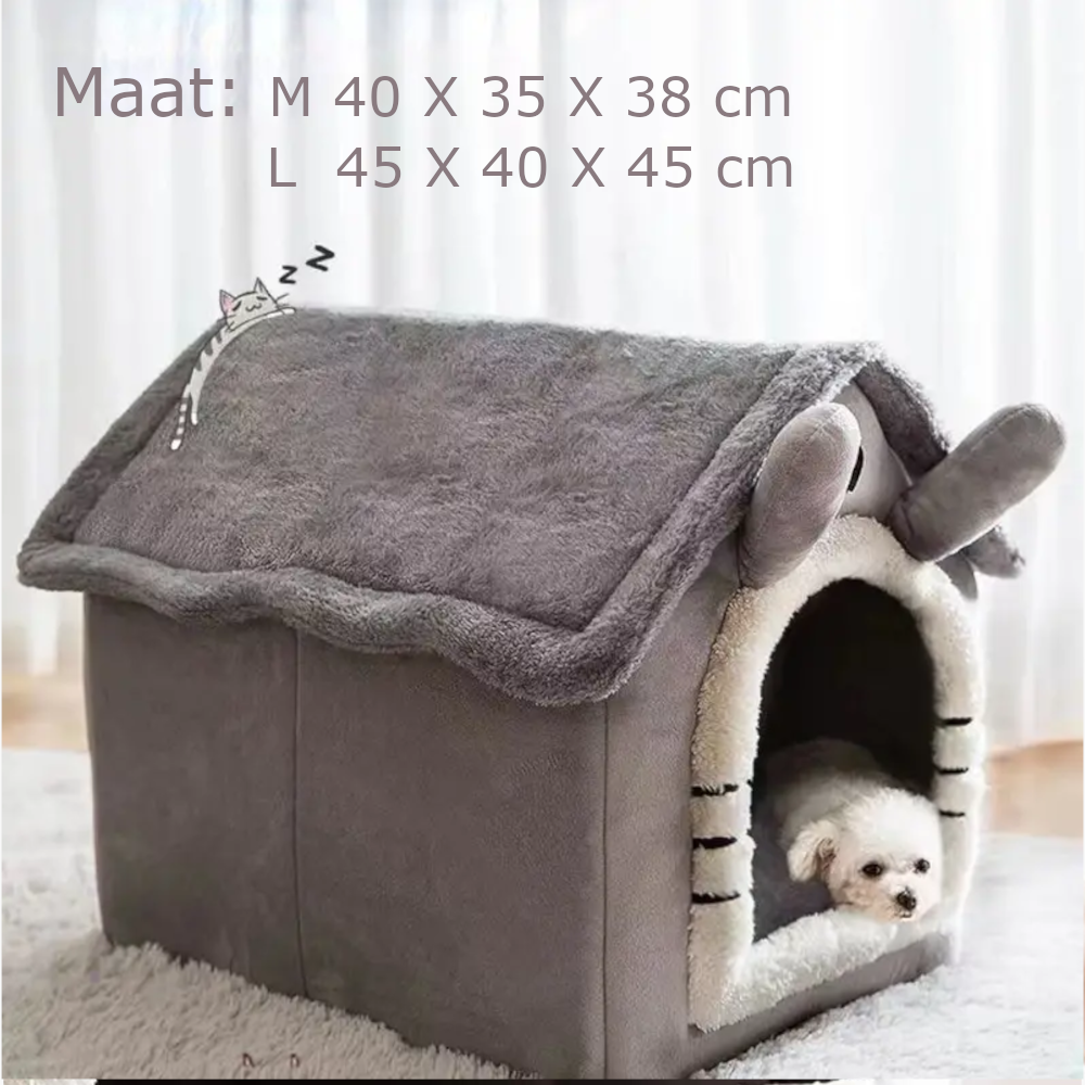 Tailfriends kattenhusje-hondhuisje-kattenmaand-grijs-L-45*40*45cm
