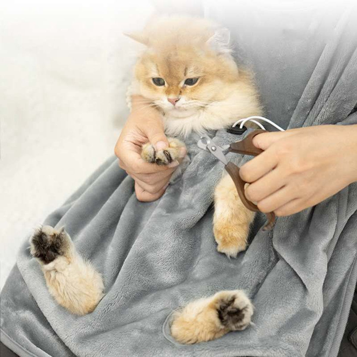 Tailfriends ® schort voor spelen met katten-max 7.5kg-grijs-roze-74cm*70cm