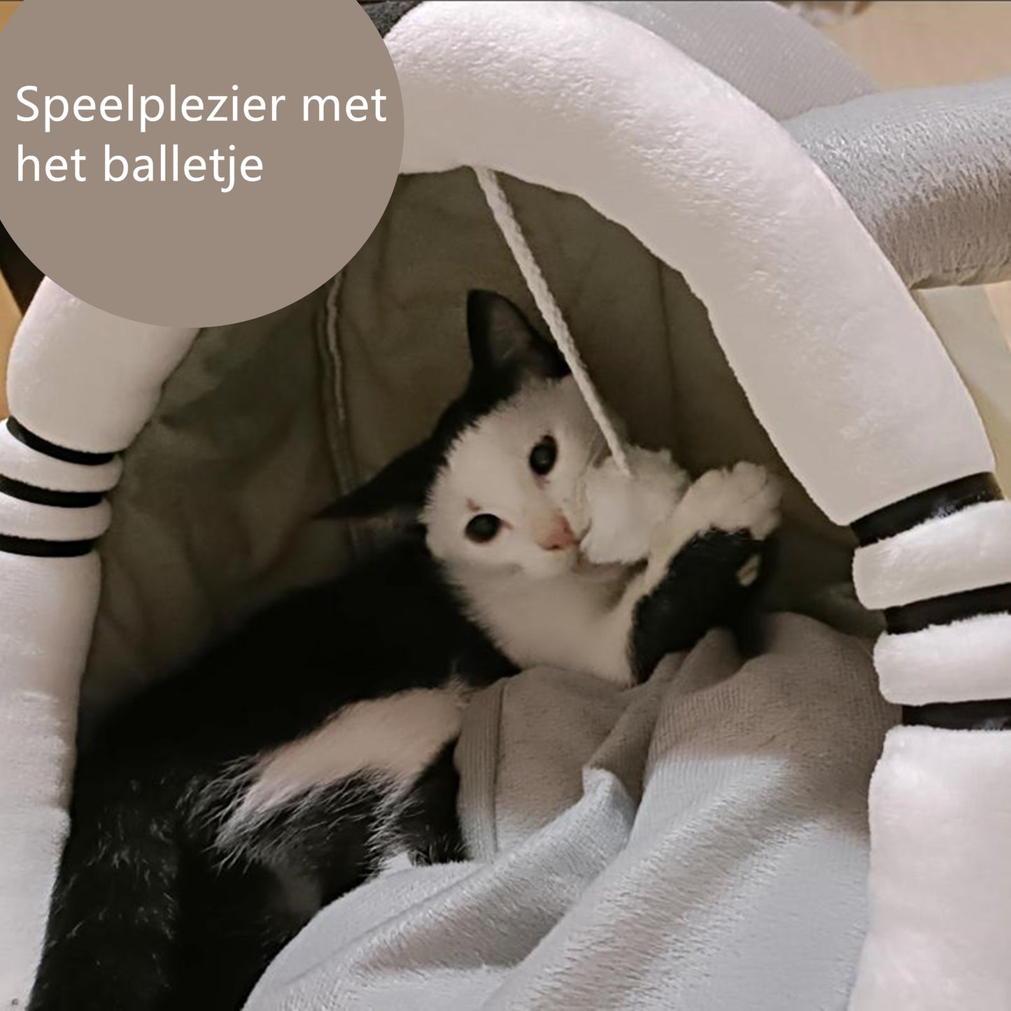 Tailfriends kattenmand met balletje-kattenhuisje-hondenbed-dogbed-kattenmat-maat XL-48*45*38cm