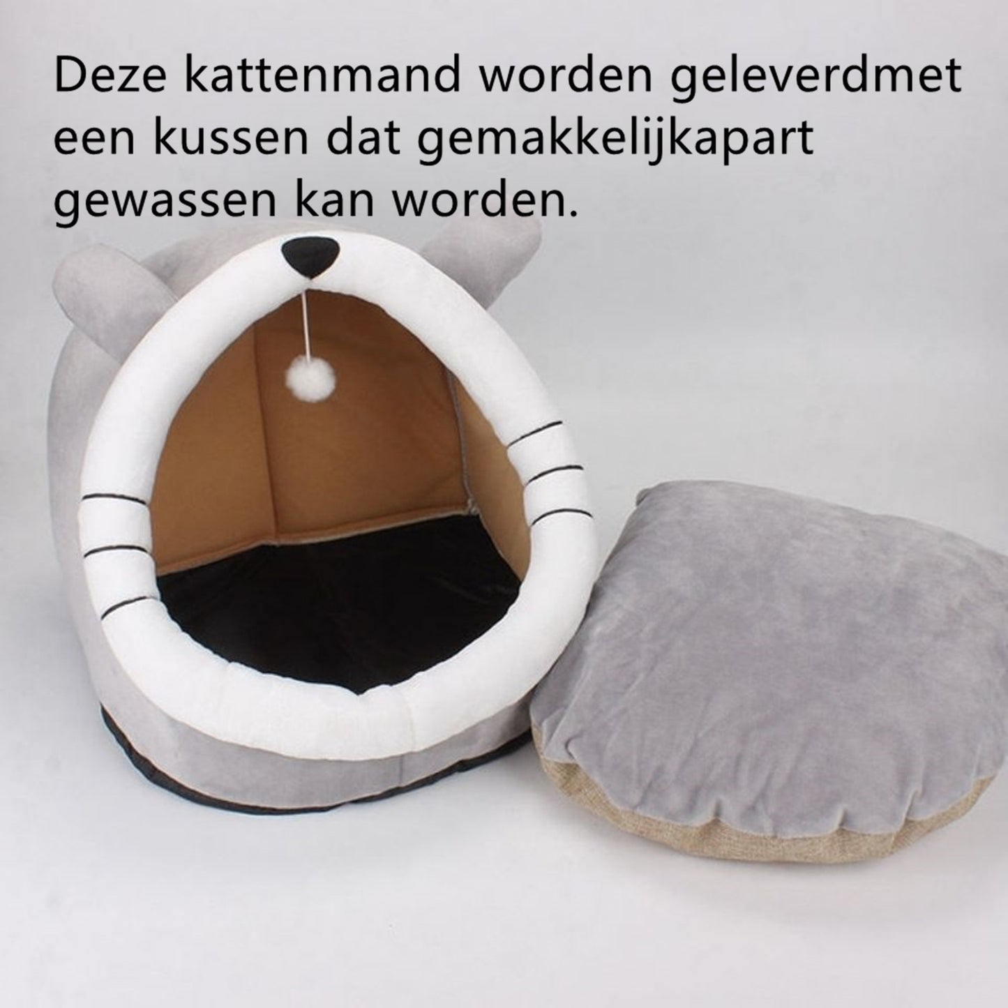 Tailfriends kattenmand met balletje-kattenhuisje-hondenbed-dogbed-kattenmat-maat XL-48*45*38cm
