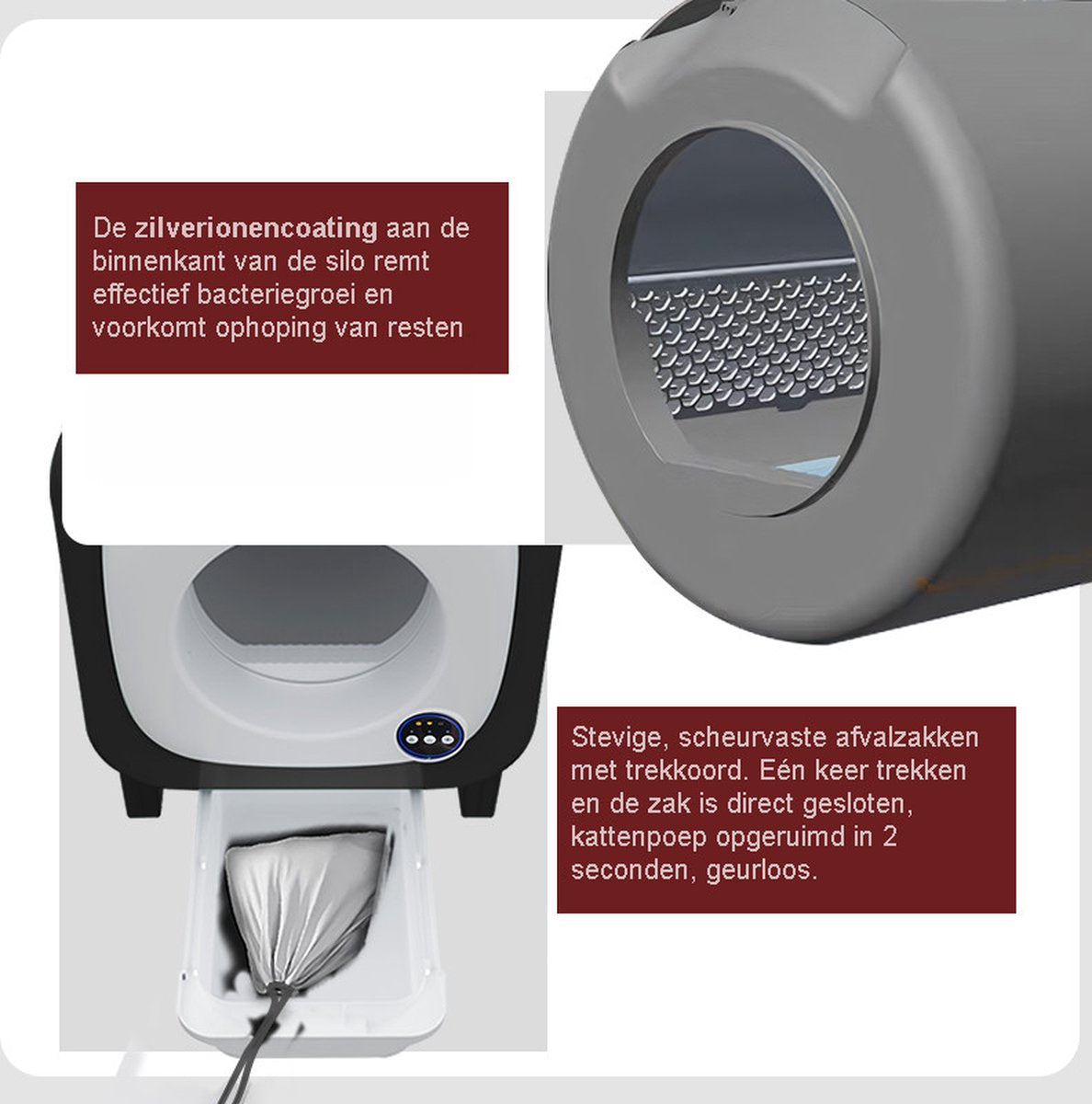 Tailfriends® Automatische Kattenbak - Zelfreinigende Kattenbak --ook geschikt voor grote katten kattenbak voor Maine Coons- Inclusief App-72L-groen/wit-WIFI-video