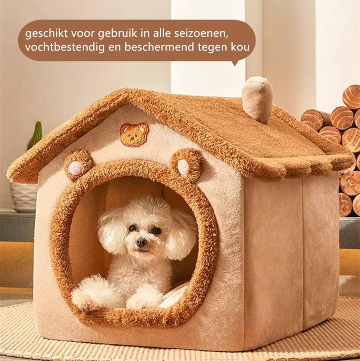 Tailfriends hondenmand-kattenmaand- kattenhusje-hondhuisje-hondenkussen--Wasbaar Hondenmanden-warmtemat-voor honden en katten-kattenmaand-dog bed-kattenkussen-Bruin-L-45*40*45cm