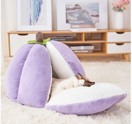 Tailfriends kattenmand-mangosteen kattenhuisje-hondmanden--lila/wit-40*38cm-L