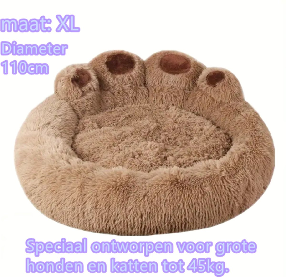 Tailfriends® hondenmand-hondenkussen voor honden-luxe Hondenbed berenklauw -Zachte Haren-bruin-110cm