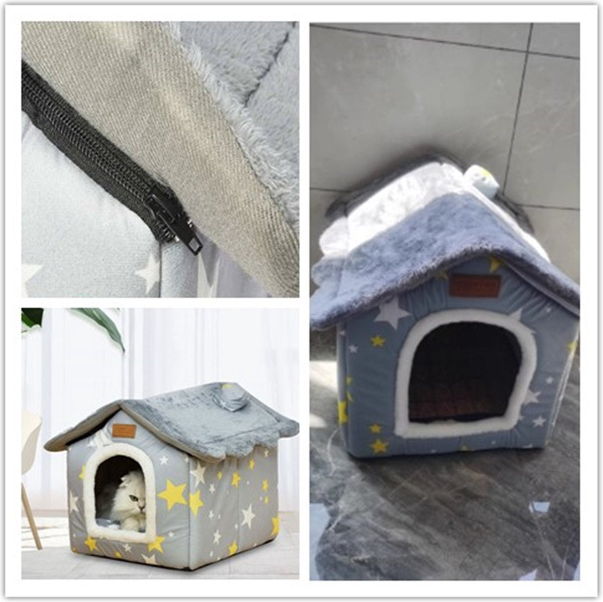 Tailfriends® katten-/hondhuisje-kattenmaand-hondenmand-grijs-maat L- 46*37*40 cm