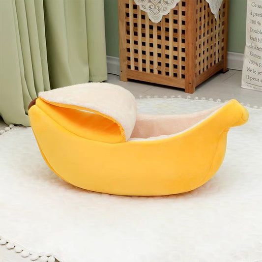 Tailfriends® banaan kattenmand- kattenmat- hondenmand-dog bed--geel met wit inhoud-maat XL-80*30*24cm
