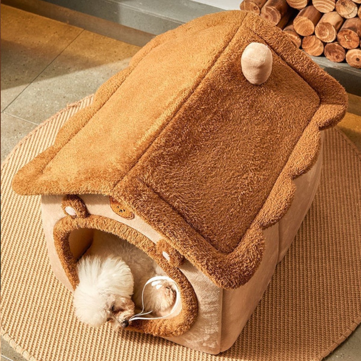Tailfriends hondenmand-kattenmaand- kattenhusje-hondhuisje-hondenkussen--Wasbaar Hondenmanden-warmtemat-voor honden en katten-kattenmaand-dog bed-kattenkussen-Bruin-L-45*40*45cm