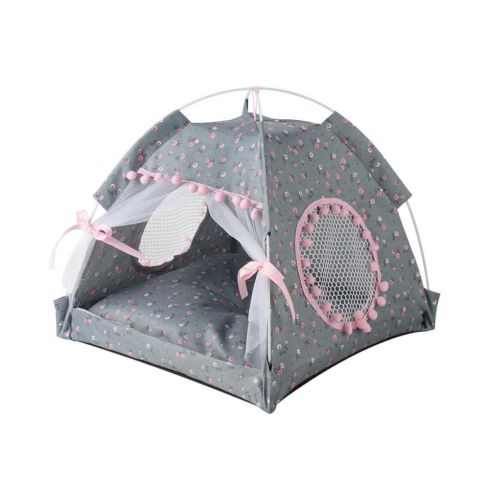 Tailfriends Honden/Katten Tent-kattenhondenmand - Maat M - 50x50cm - Grijs/Roze