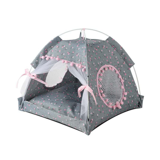 Tailfriends Honden/Katten Tent-kattenhondenmand - Maat M - 50x50cm - Grijs/Roze