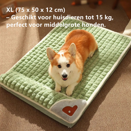 Tailfriends Orthopedisch hondenbed met kussen-Luxe Honden Mand & Bed-Benchkussen- Hondenkussen-wit/groen-XL-75cm*50cm