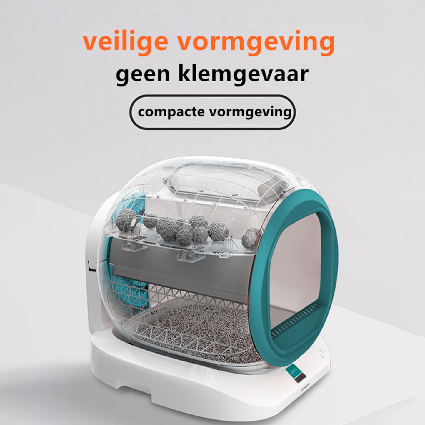 Tailfriends® Automatische Kattenbak - Zelfreinigende Kattenbak - Inclusief App-65L-groen/wit