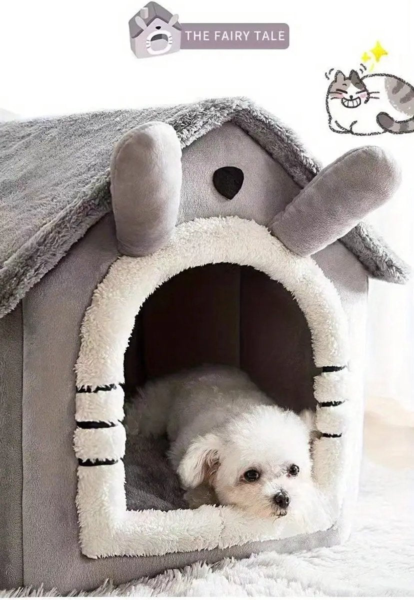 Tailfriends hondenmand-kattenmaand- kattenhusje-hondhuisje-hondenkussen--dogbed-grijs-M-40*35*38cm