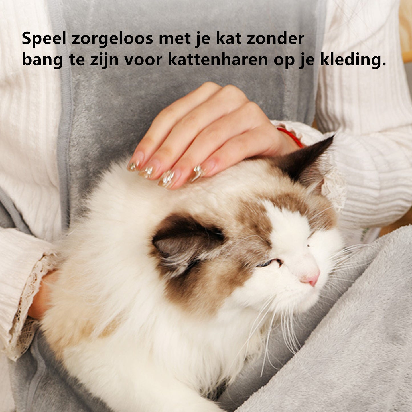 Tailfriends ® schort voor spelen met katten-max 7.5kg-grijs-roze-74cm*70cm