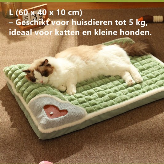 Tailfriends Orthopedisch hondenbed met kussen-Luxe Honden Mand & Bed-Benchkussen- Hondenkussen-wit/groen– L 60cm X 40cm